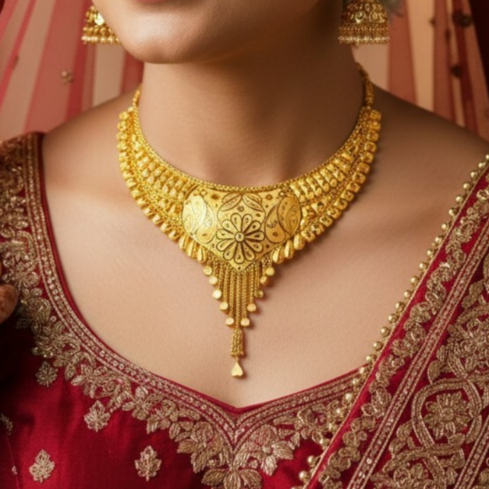 Peacock Bridal Gold Necklace