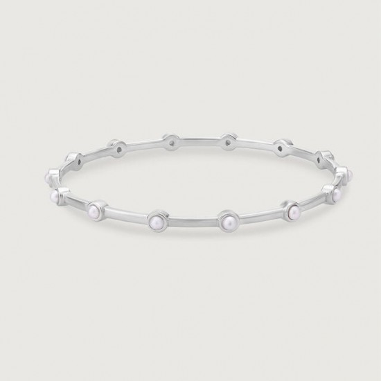 Playful Pearl Silver Bangle