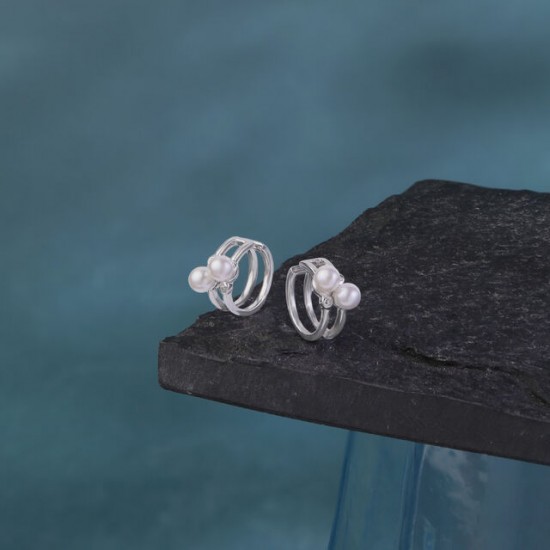 Duo Glow Silver Hoop Earrings